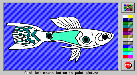 Coloring book software for kindergarten children. Have fun coloring pictures that children will enjoy.