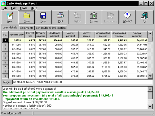 Click to view Early Mortgage Payoff 1.063 screenshot