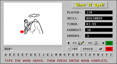 Spelling software - Show 'N Spell - graphic spelling bee educational software